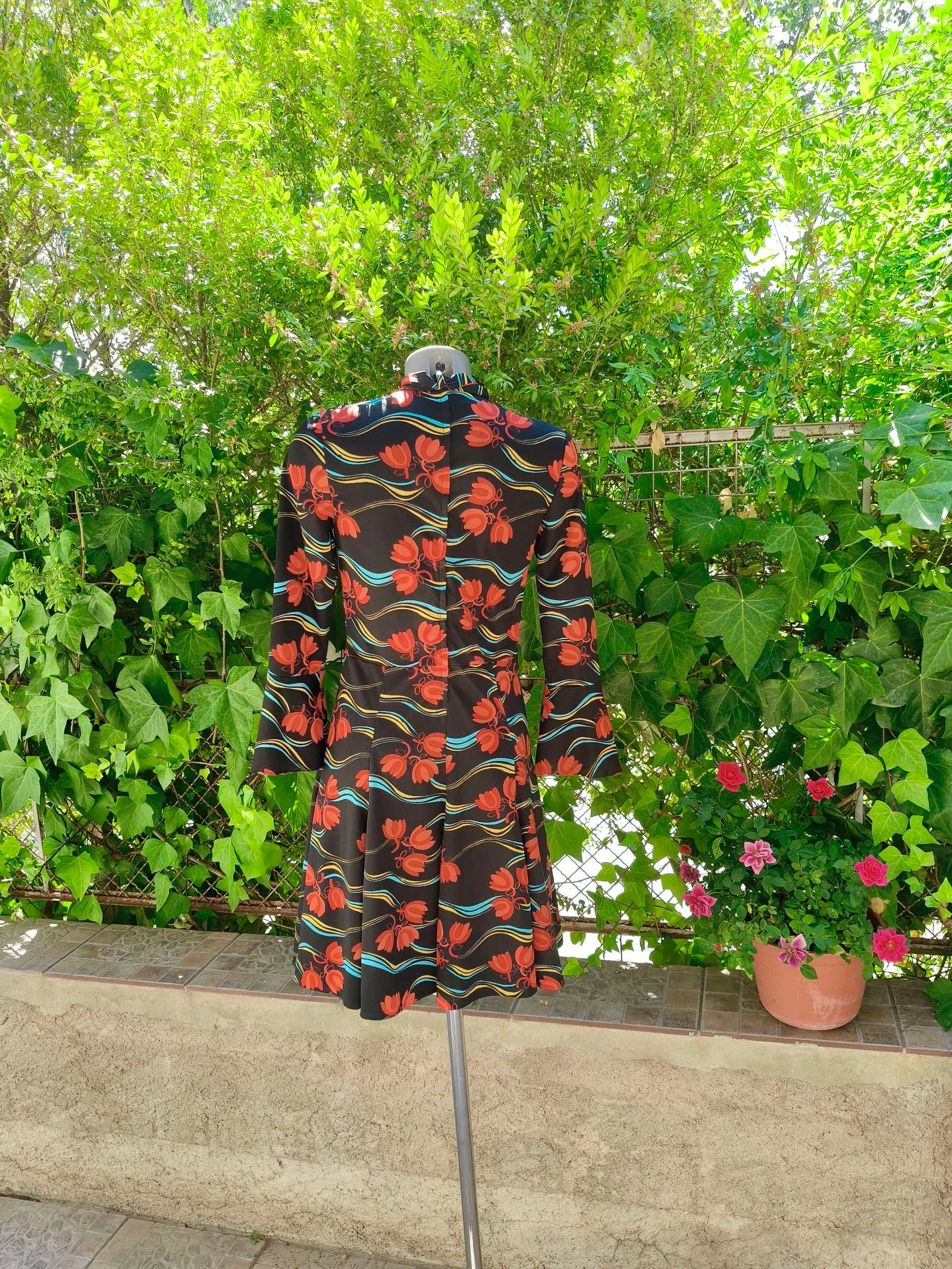 Vintage Bloemenjurk met Strik Burca Maat 42 – photo 8